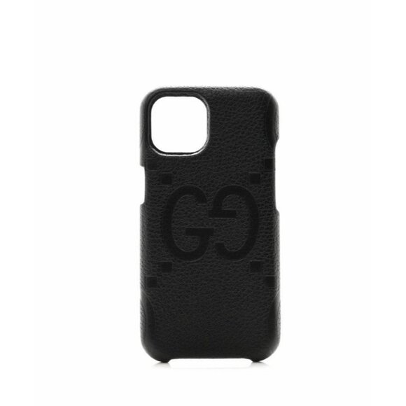 NEW GUCCI Piuma Calfskin Jumbo GG Embossed iPhone 15 Phone Case Black